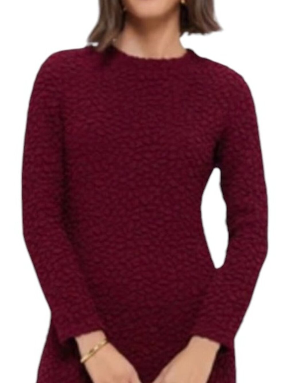 Tuckernuck Hyacinth House Madison Maxi Dress Maroon Textured Crew Neck Medium - Picture 3 of 9